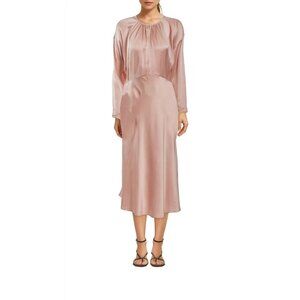 Forte Forte Silk Long Sleeve Midi Dress Rosado Blush Pink Womens Size II US 6